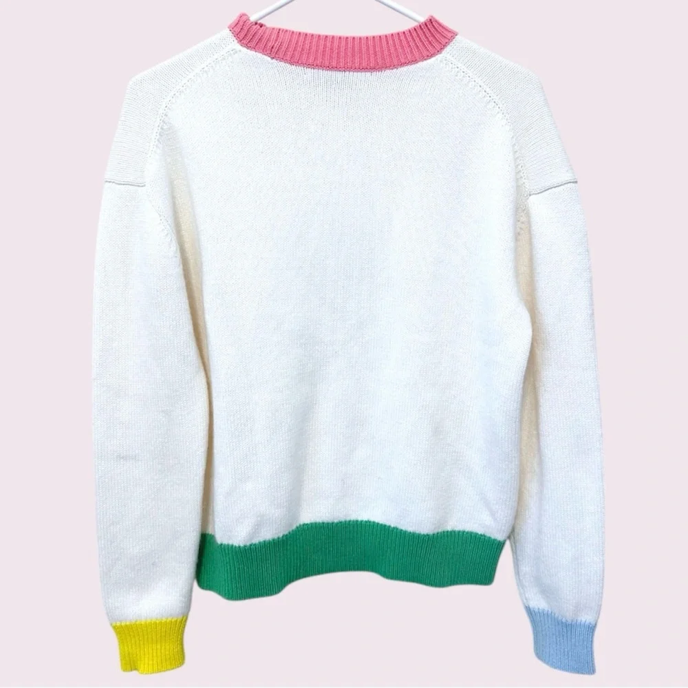 LELA ROSE Banana Phone Wool Sweater with Multicolor Trim - Picture 2 of 7